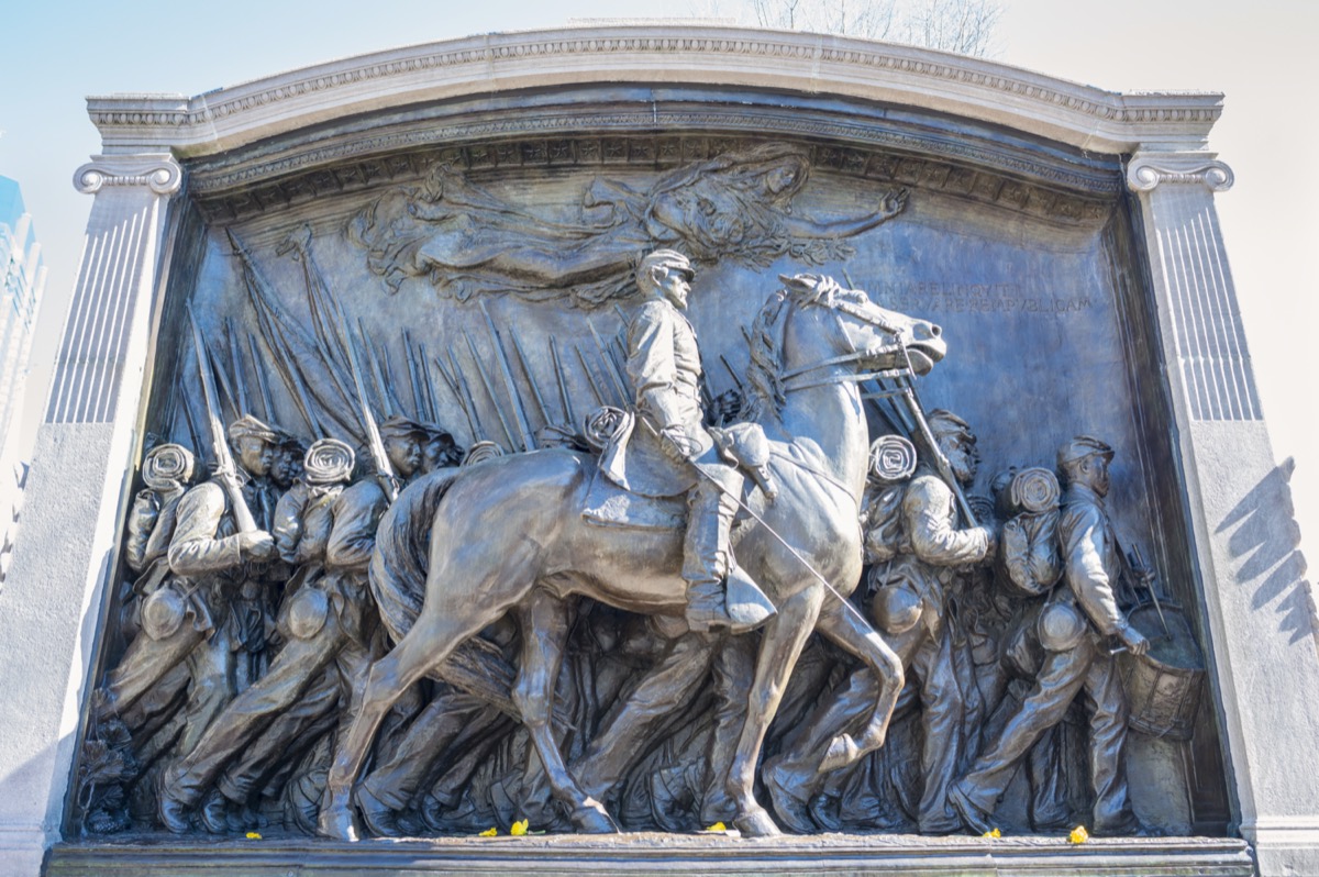 sculpture of black civil war soldiers at the african american national historic site boston