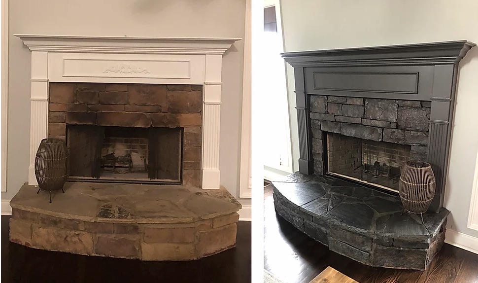 fireplace before after