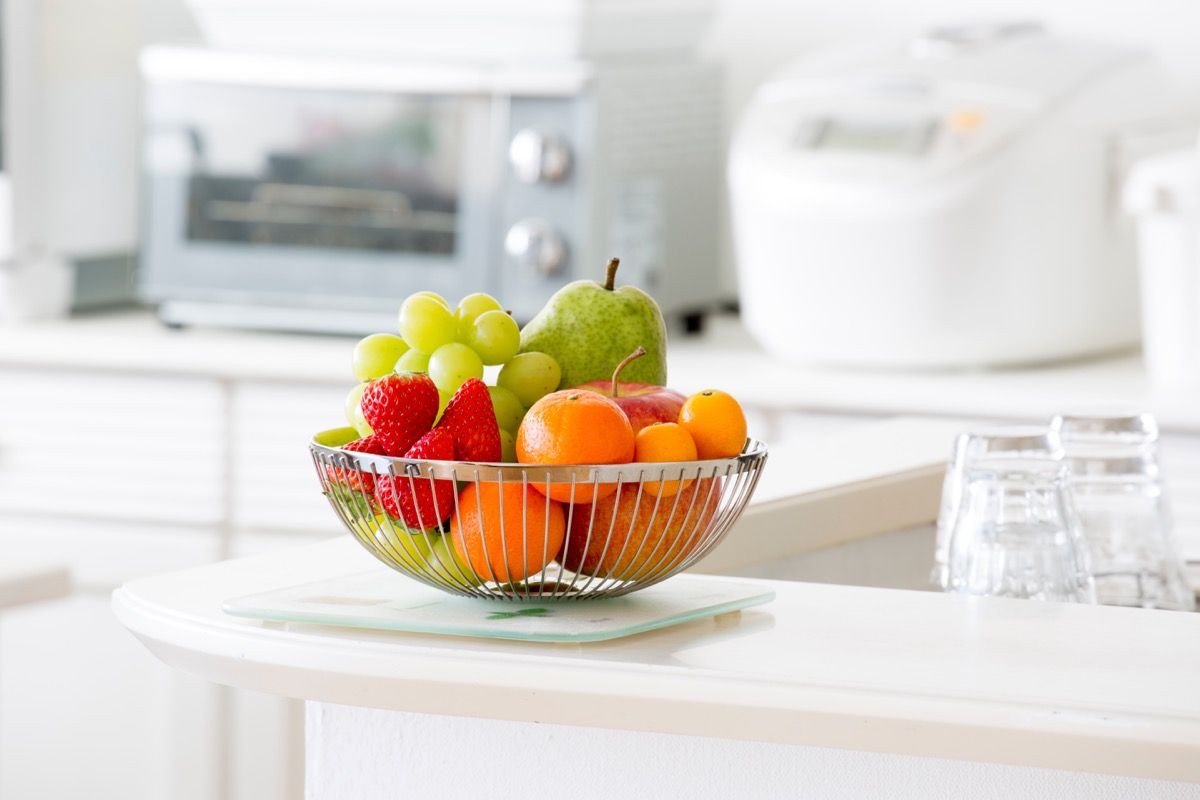 Bowl of fruit on a kitchen counter