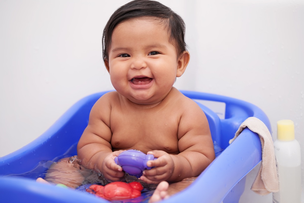 chubby baby in tub