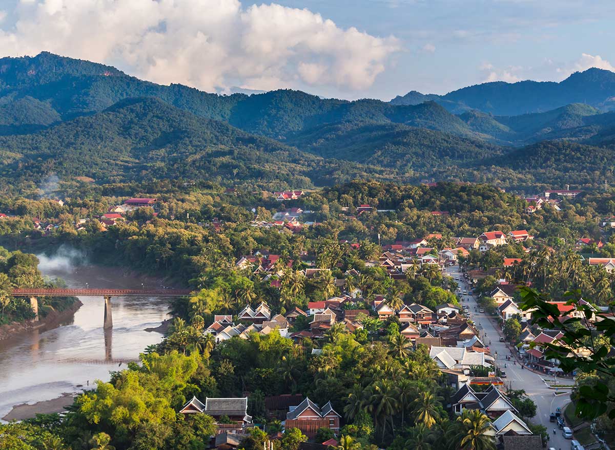 an aerial view of the mountains in laos