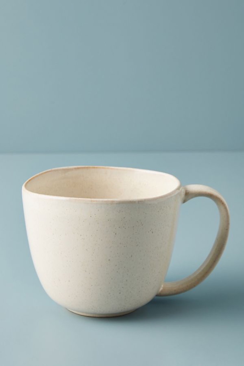 white mug on blue background
