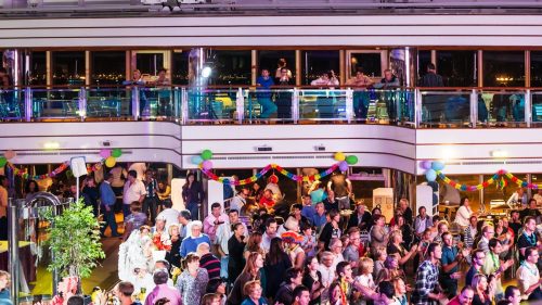 people partying on the cruise deck