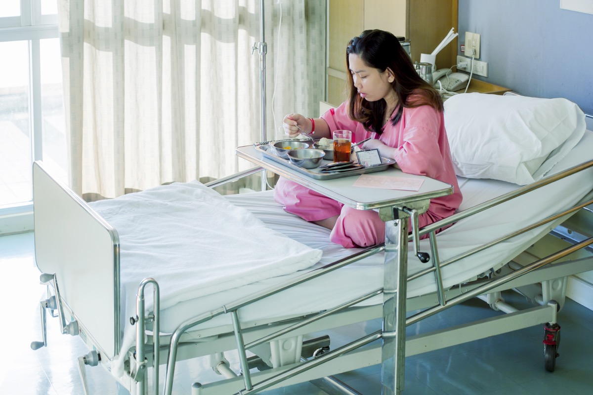 Patient eating at the hospital