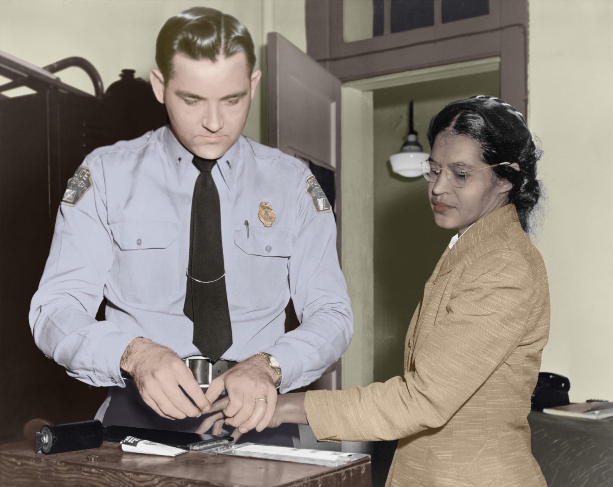 Rosa Parks getting fingerprinted