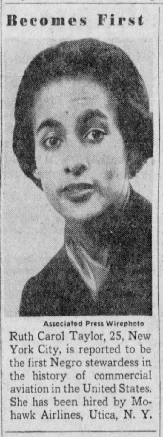 Newspaper article about Ruth Carol Taylor