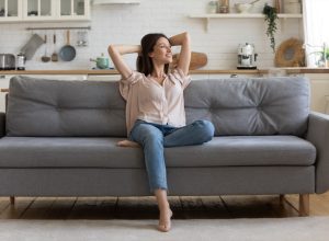 Girl relaxing alone at home