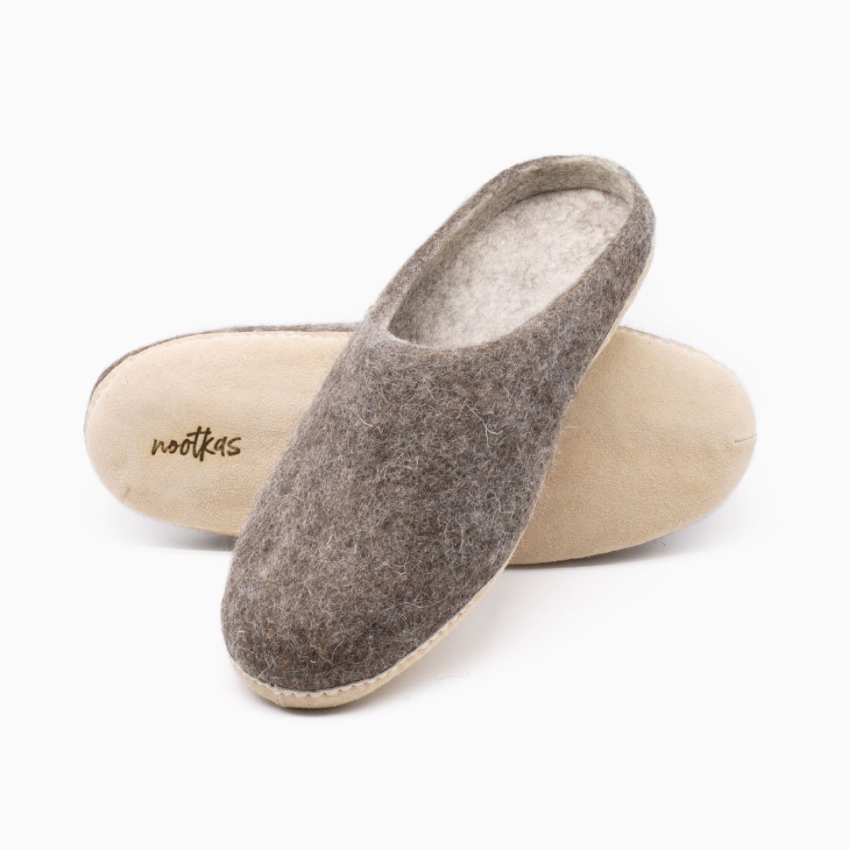 gray wool slippers