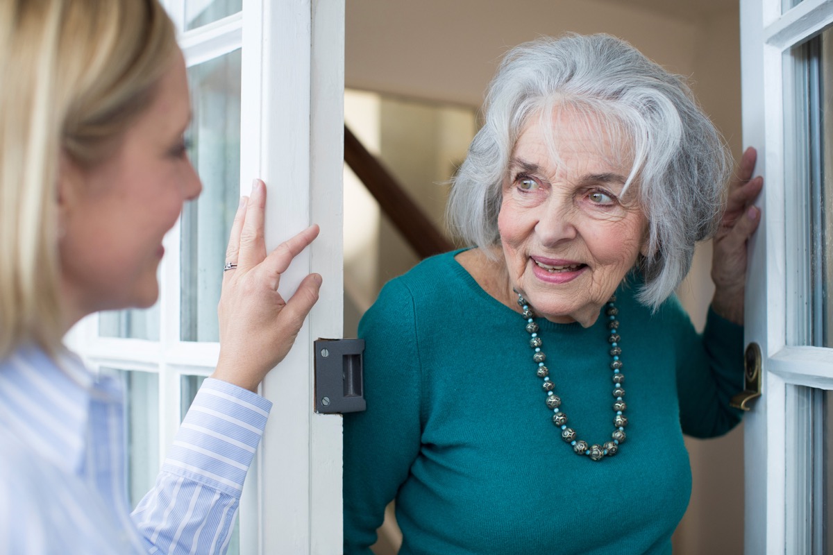 woman showing up to an elderly person's home unannounced