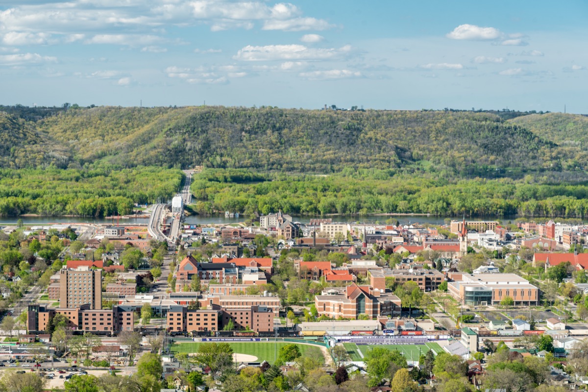 aerial view of the town of winona minnesota