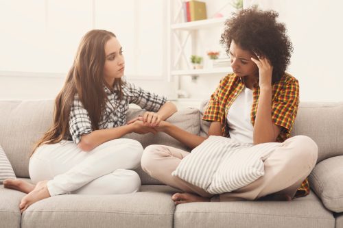 Woman talking having a serious conversation