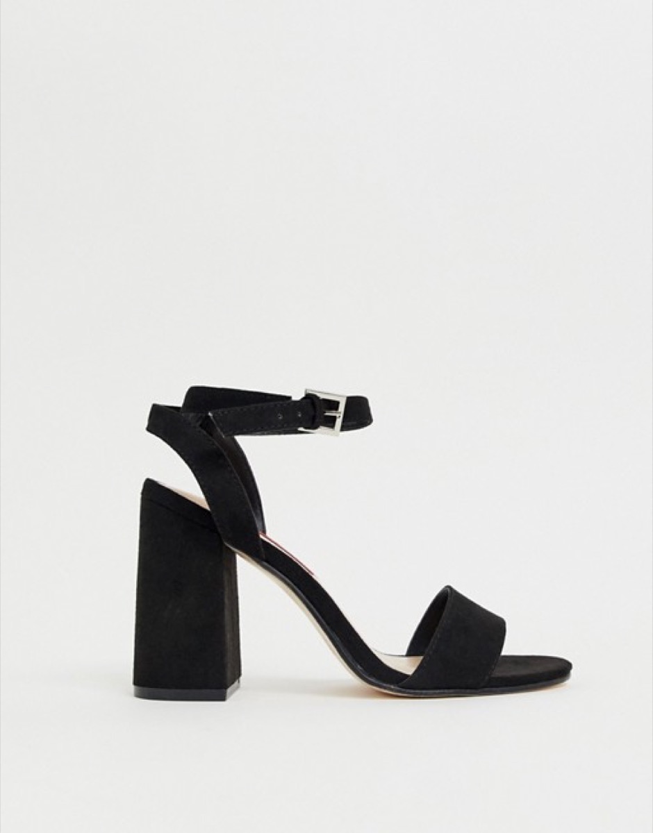 black strappy heels white background