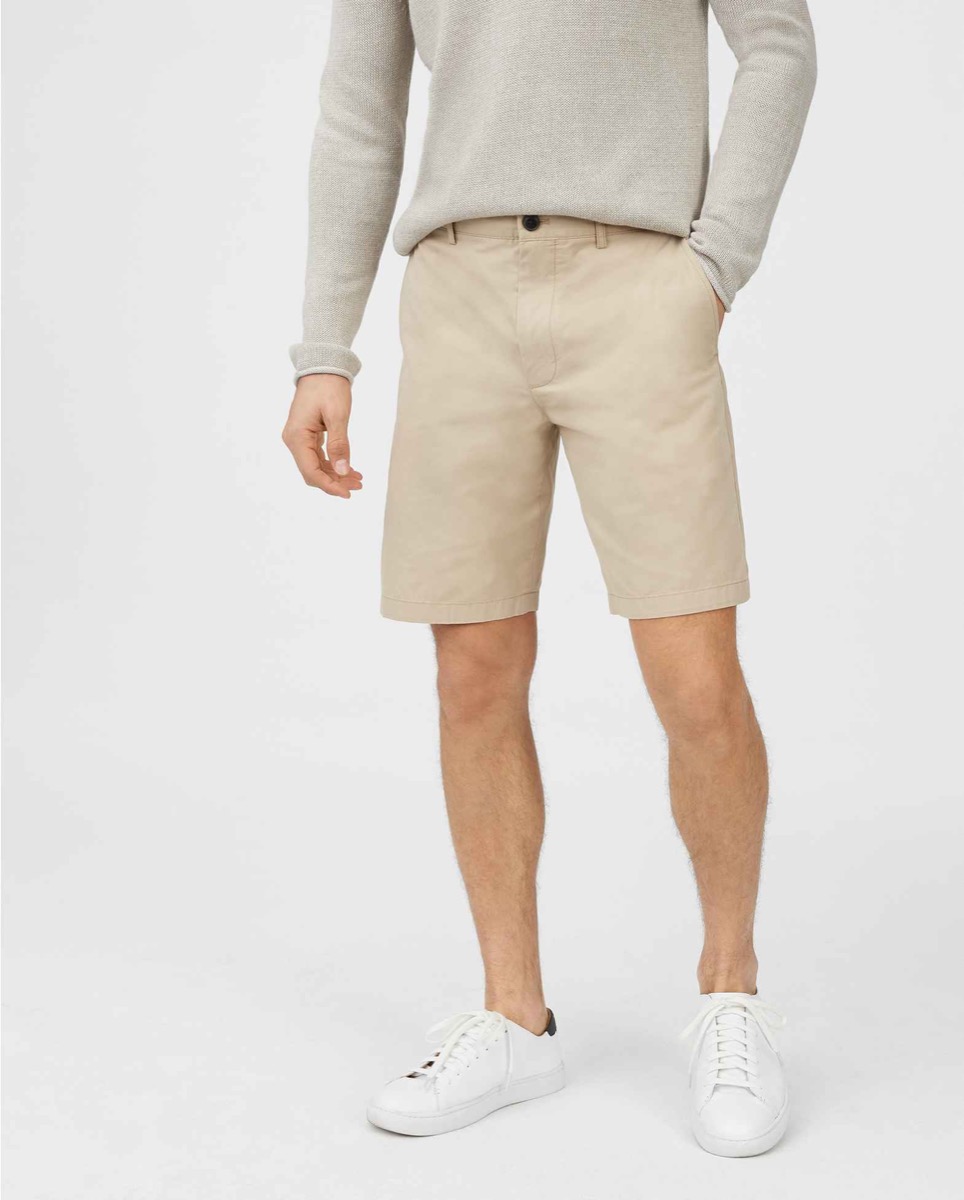 Man wearing khaki shorts