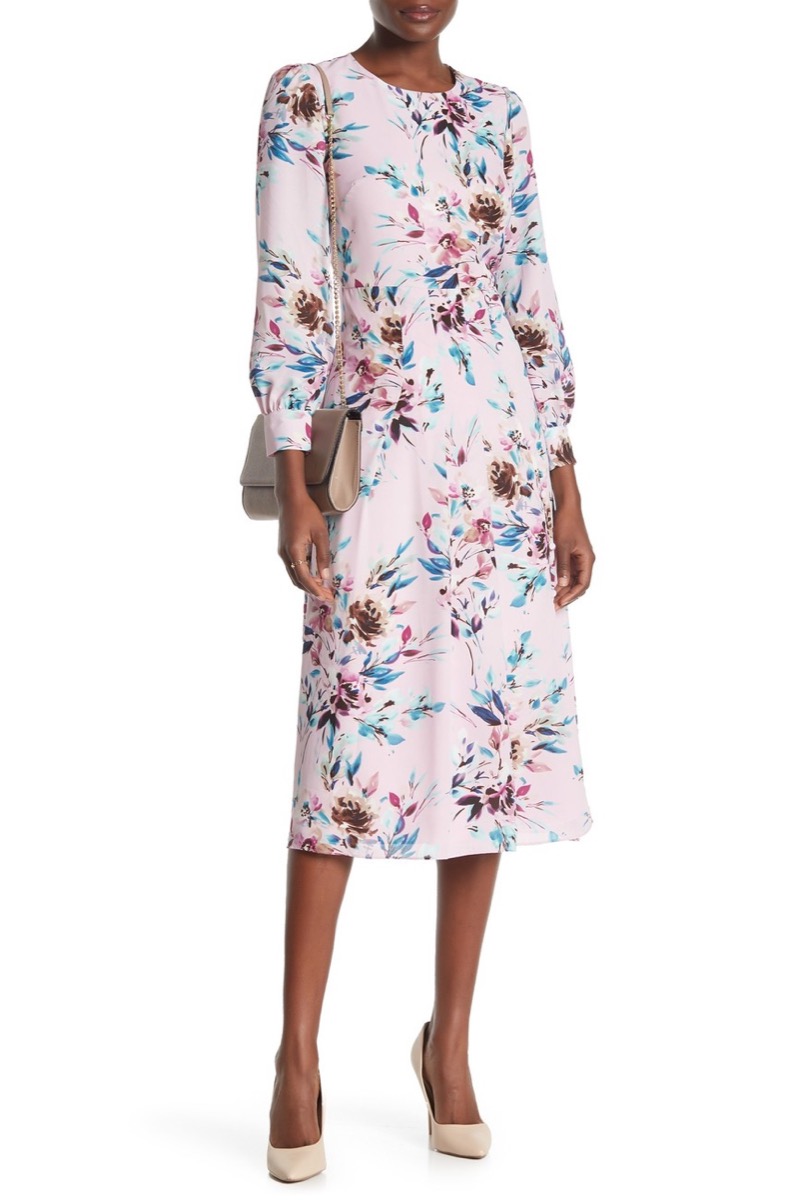 Woman wearing midi floral dress