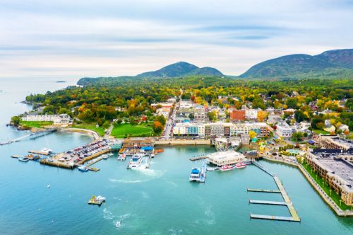 Aerial view of Bar Harbor Maine