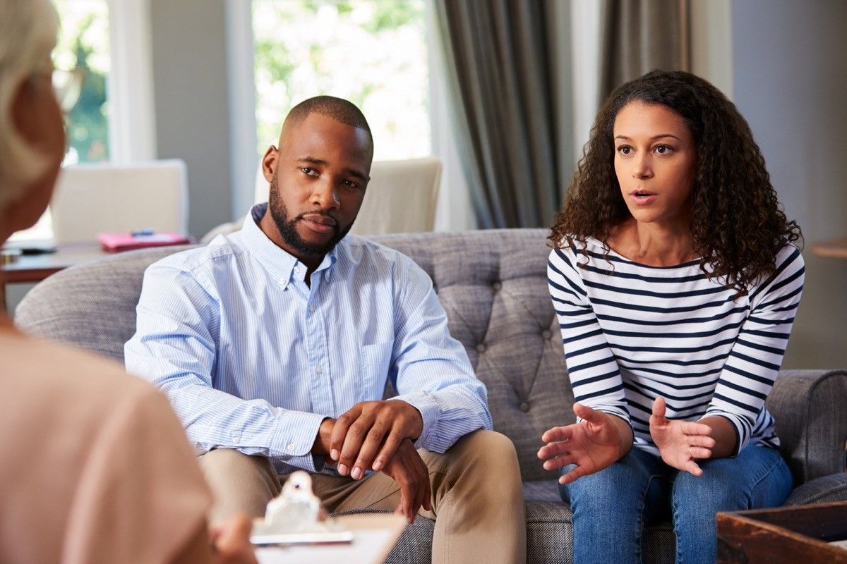 young black couple in therapy