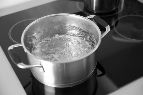 Boiling water on stovetop