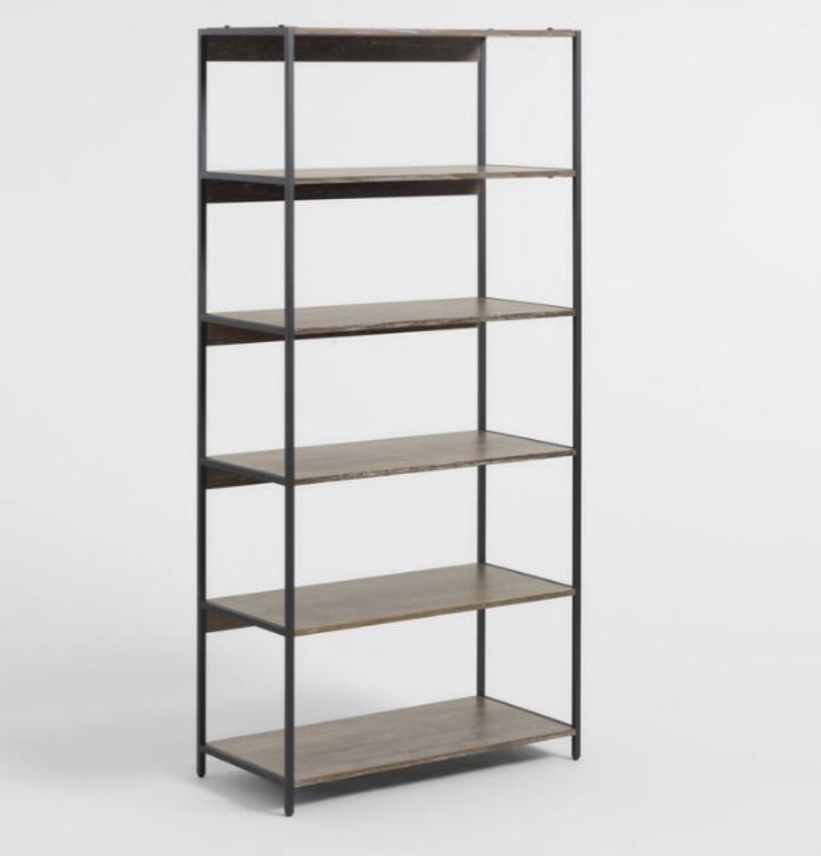 black bookcase with wooden shelves from World Market