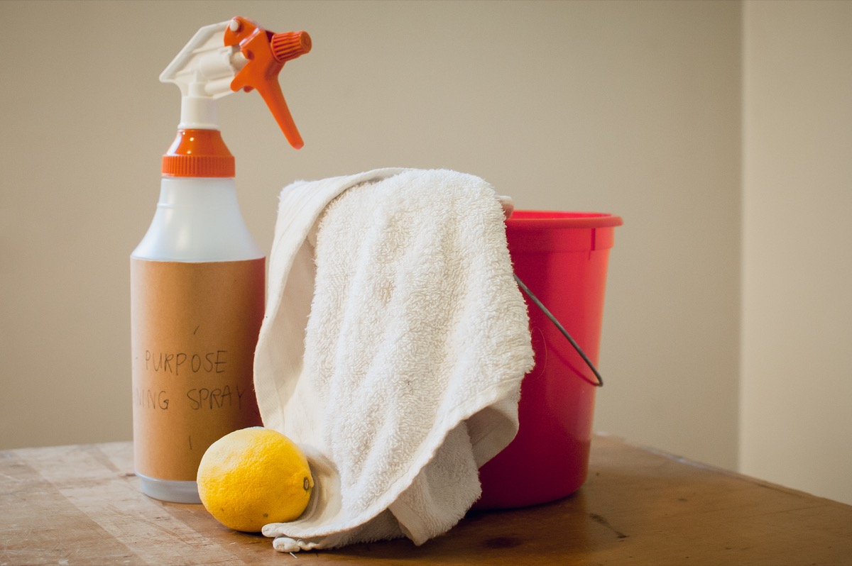Natural cleaning spray and supplies