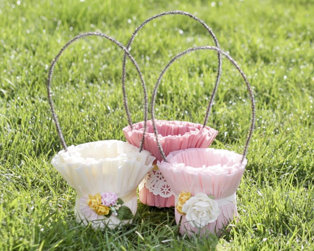 Dainty crepe paper Easter baskets