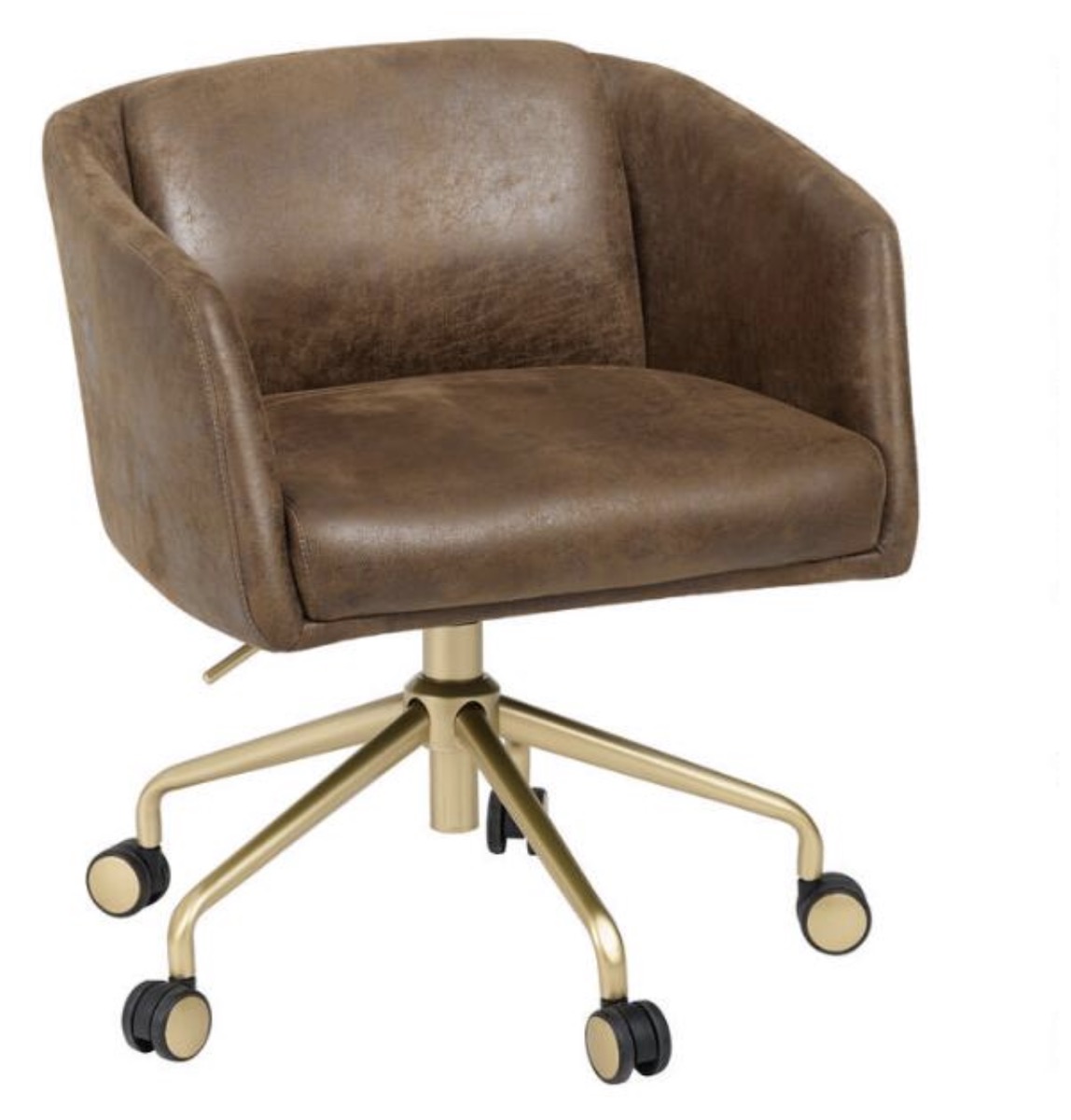 brown faux leather spinning desk chair from World Market