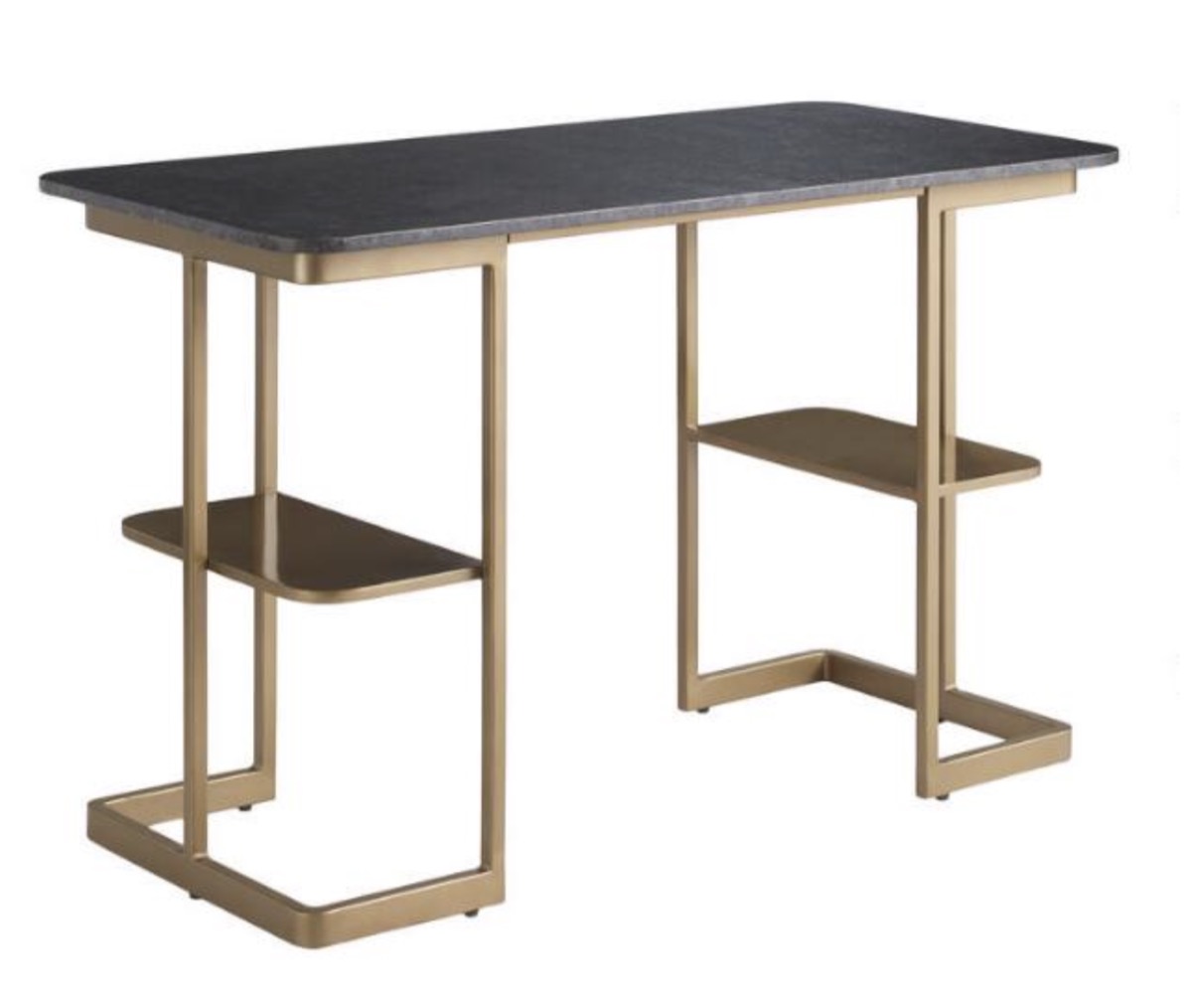 gold '60s inspired desk with black granite top from World Market