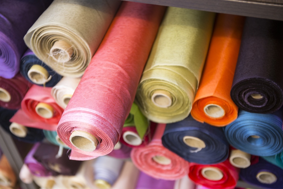 korean traditional fabric rolls at shop