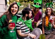 group of 20-something white friends celebrating st. patrick's day