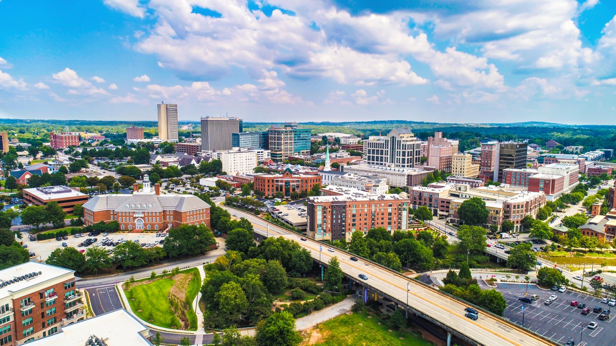 aerial view of downtown greenville south carolina