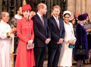 The Duke and Duchess of Cambridge, Will and Kate, with the Duke and Duchess of Sussex, Harry and Meghan, as they attend the Commonwealth Service at Westminster Abbey in 2019
