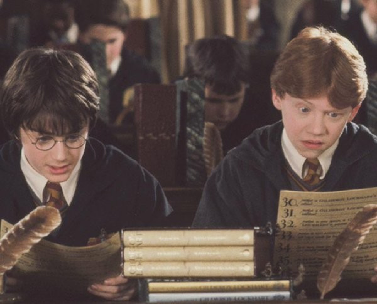 Harry and Ron taking their exams in Harry Potter