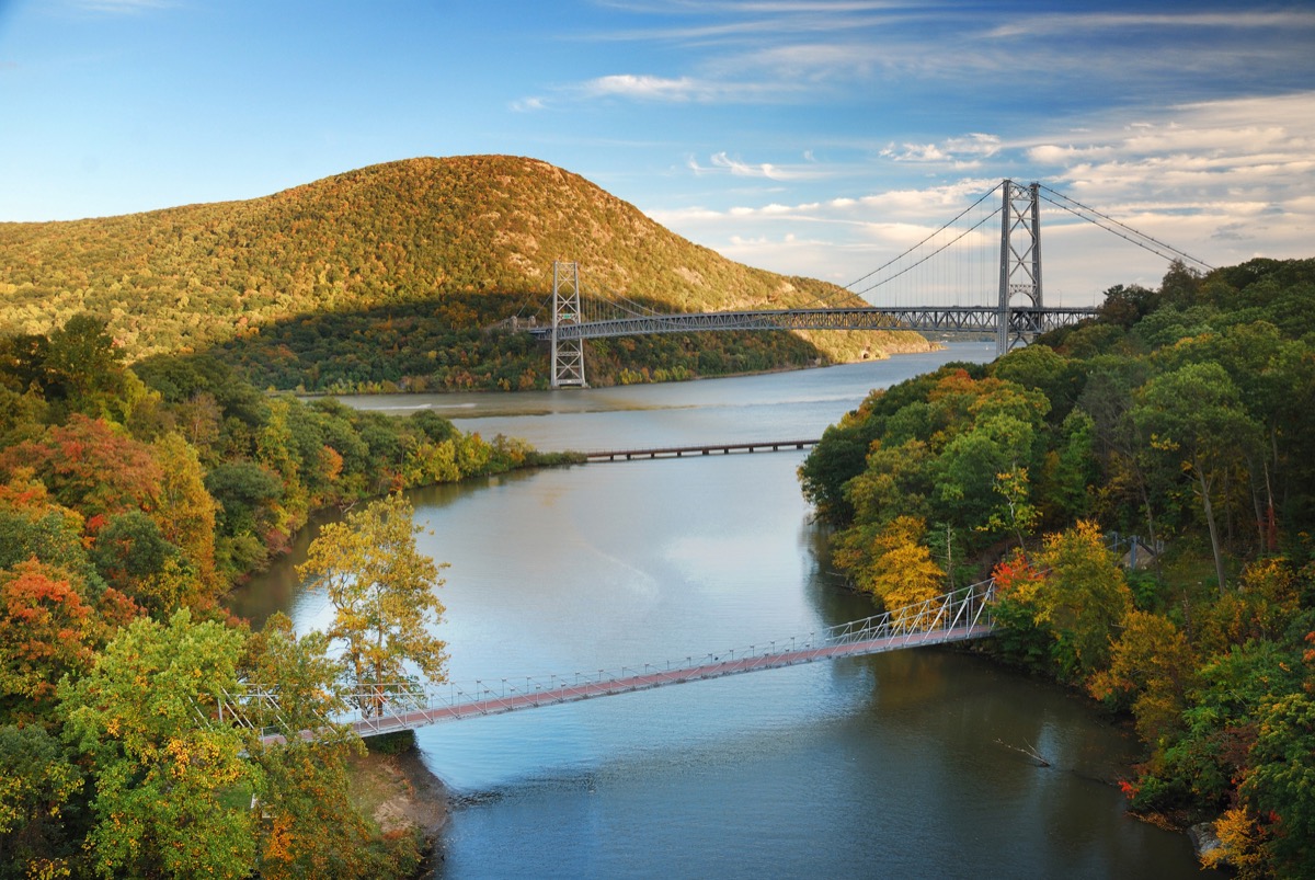 hudson valley with three bridges over the river
