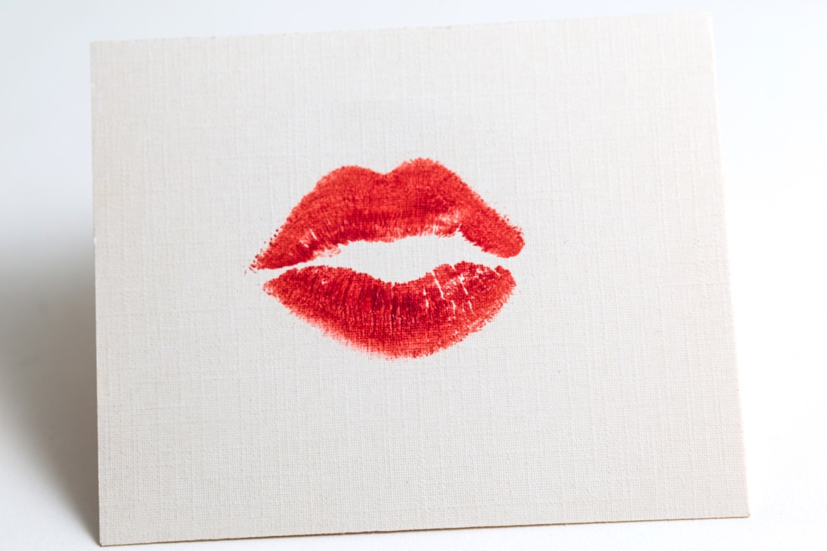 Lipstick kiss on paper