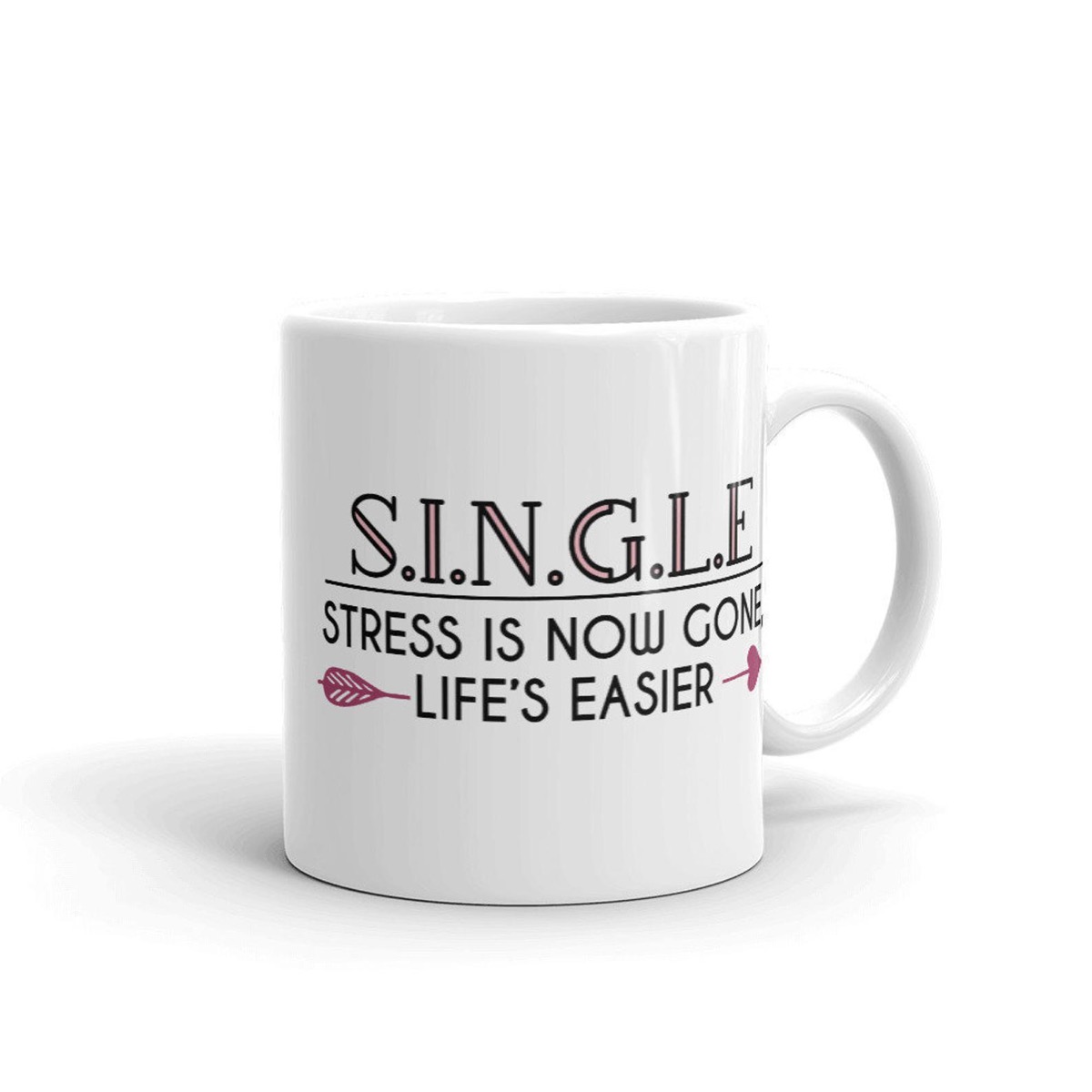 white mug with the word single on it