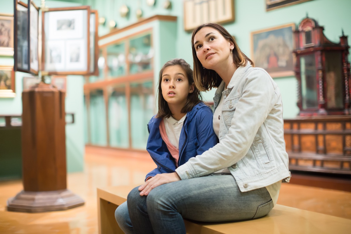 Mother daughter at museum