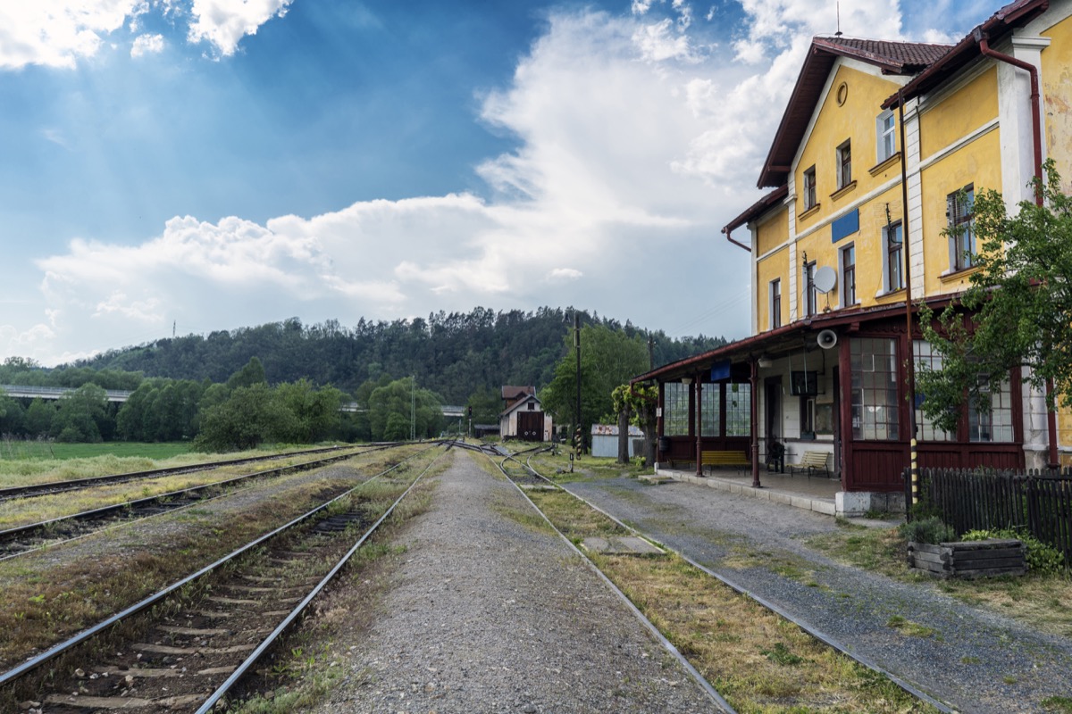Old disused railway station in the village called Kacov in the Czech Republic