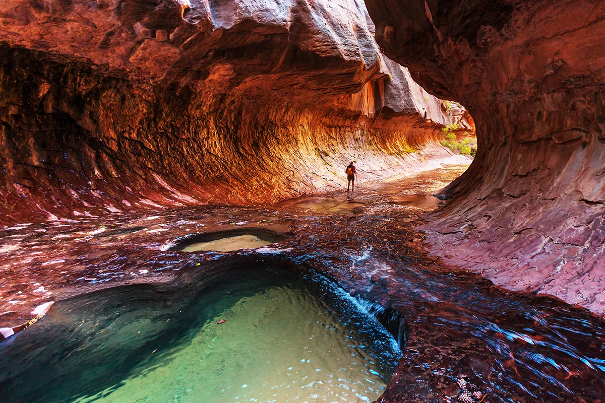 a slot canyon in Zion national park Utah