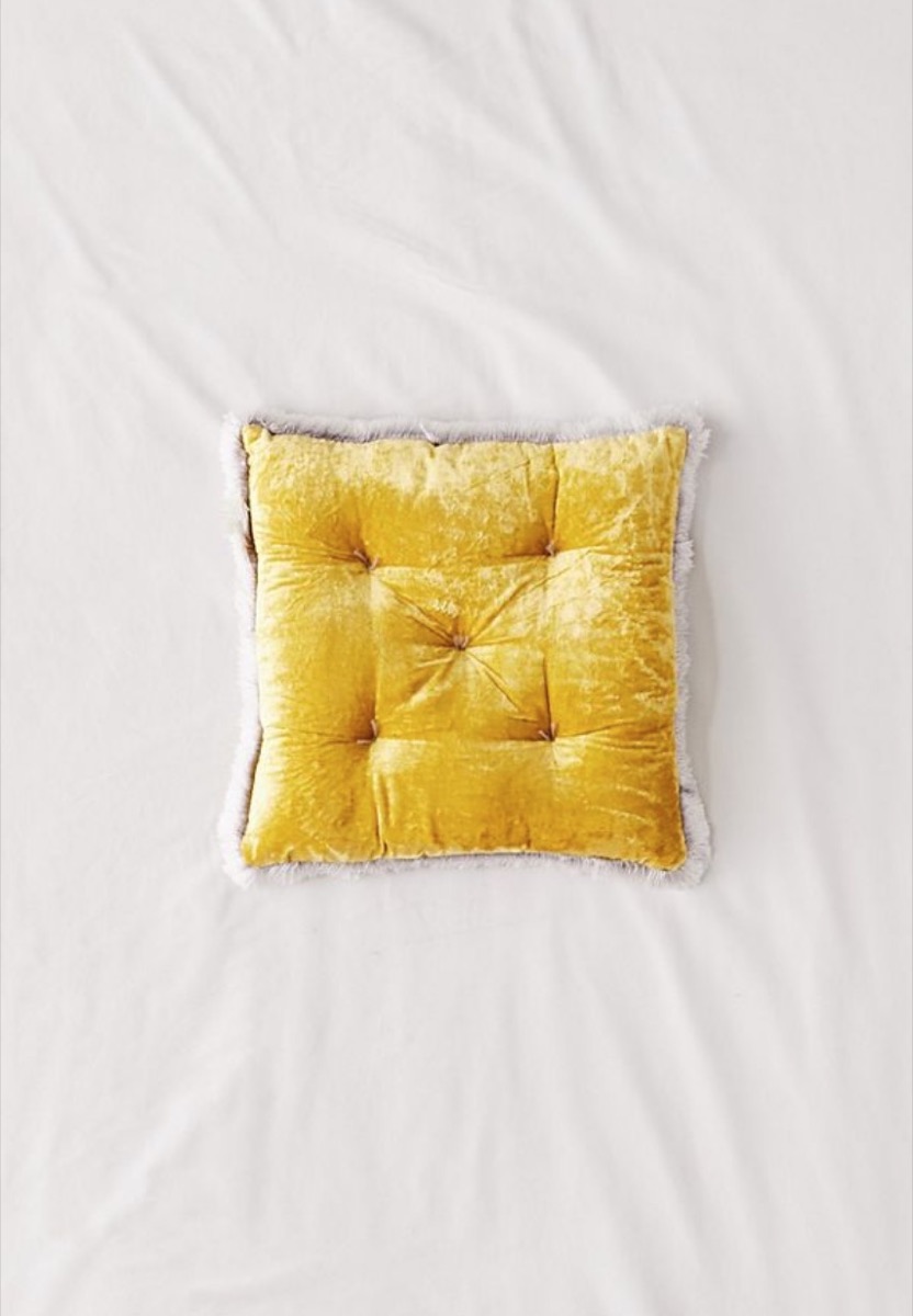 yellow velvet floor pillow