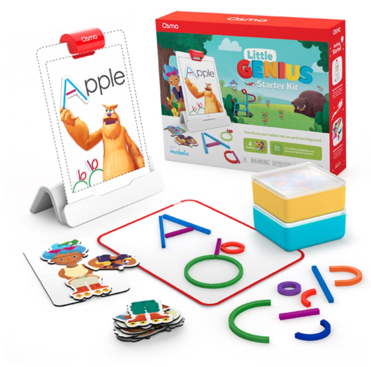 kids toy kit with plastic shapes and boards with letters