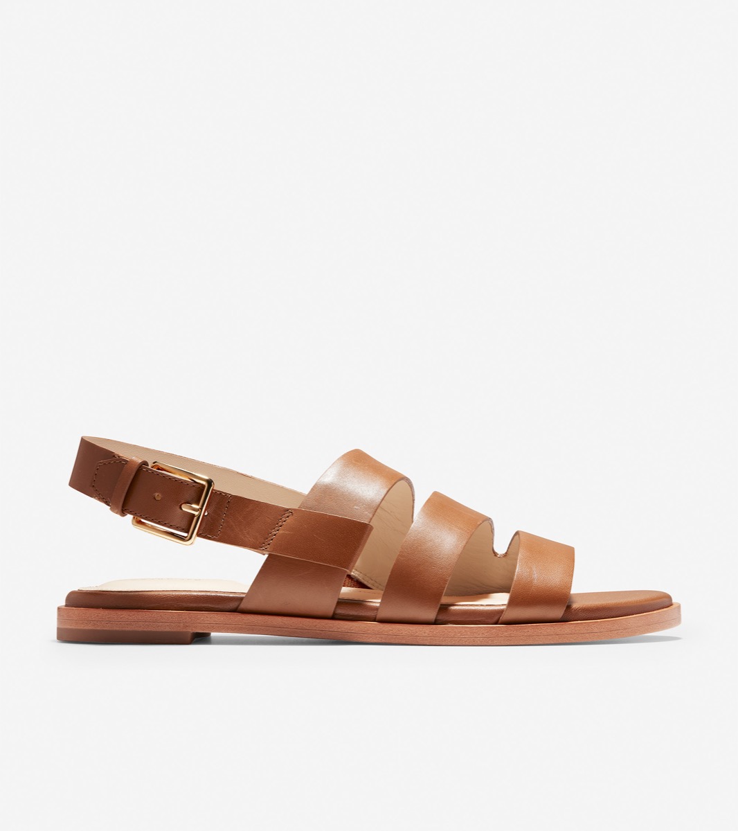Brown leather sandal on white background