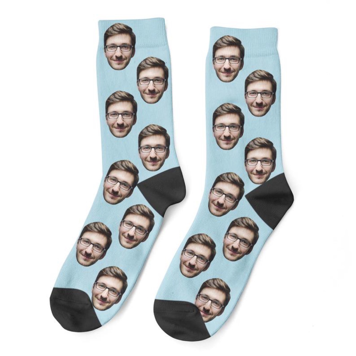 Man's face on custom pair of socks
