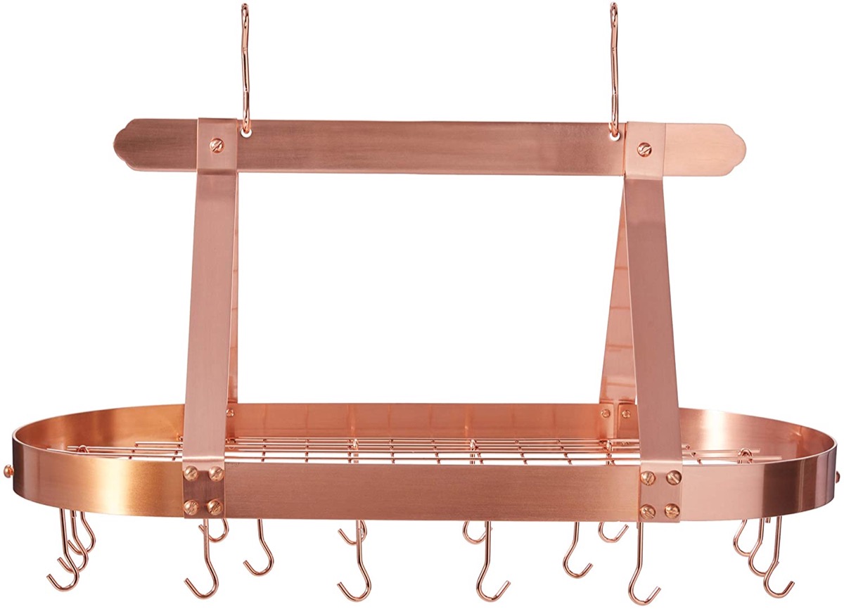 hanging bronze pot rack on sale at Overstock