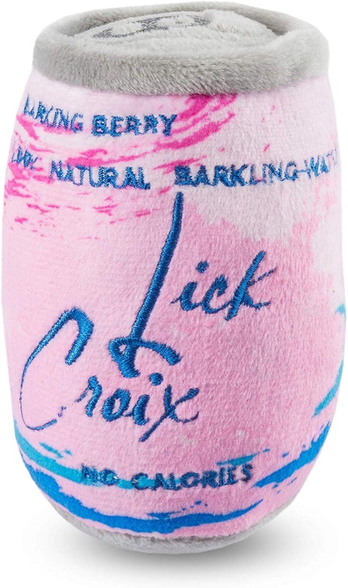 "Lick Croix" drink parody plush toy