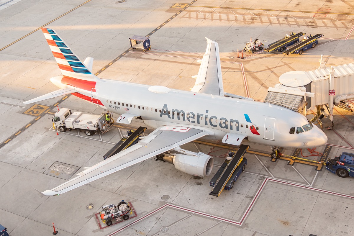 american airline plane parked