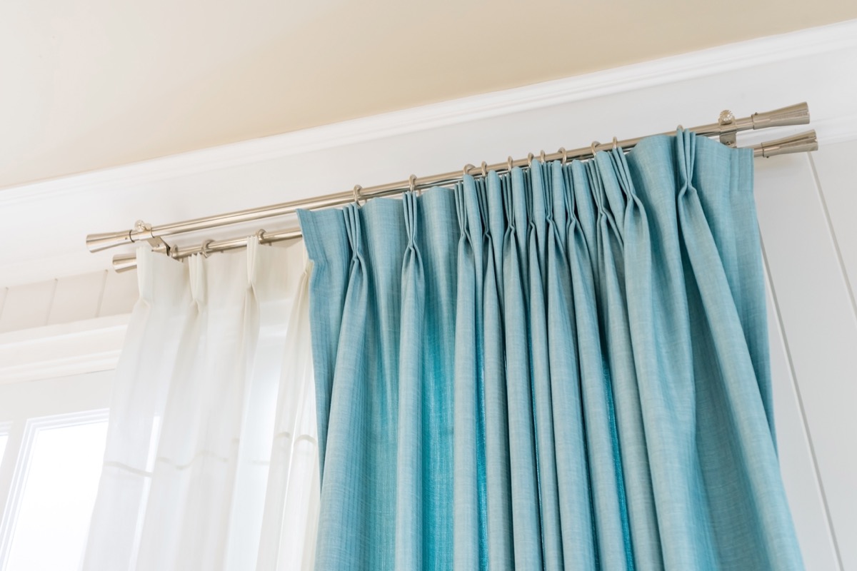 blue pinch pleated curtains
