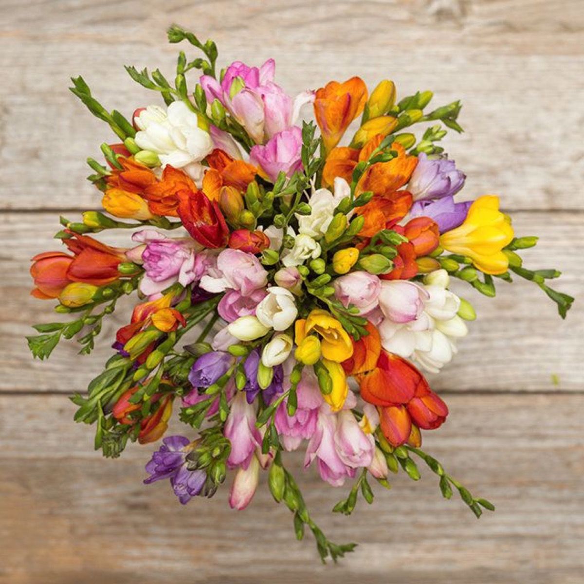 floral bouquet on wooden table