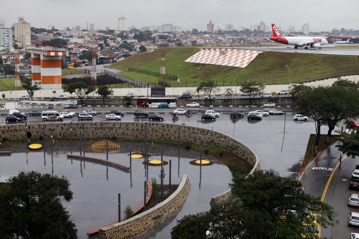 congonhas airport in Brazil with heavy rain
