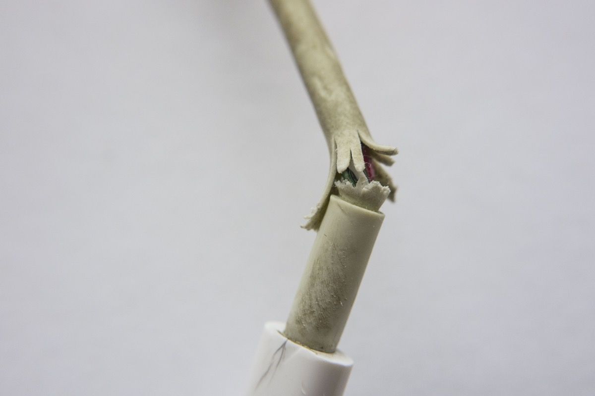 fraying phone charger cable