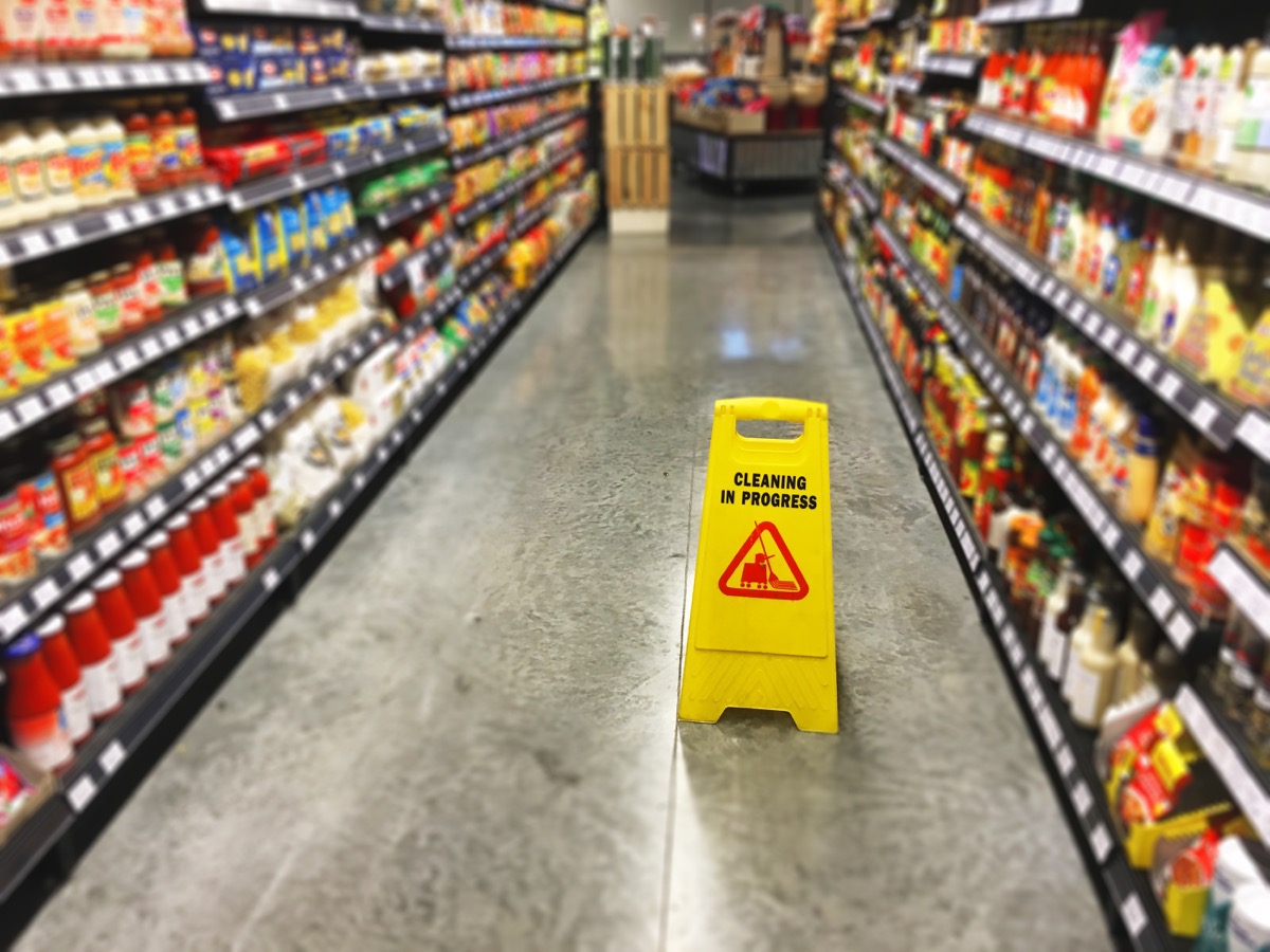 yellow grocery store caution sign
