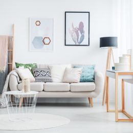 modern living room with two paintings